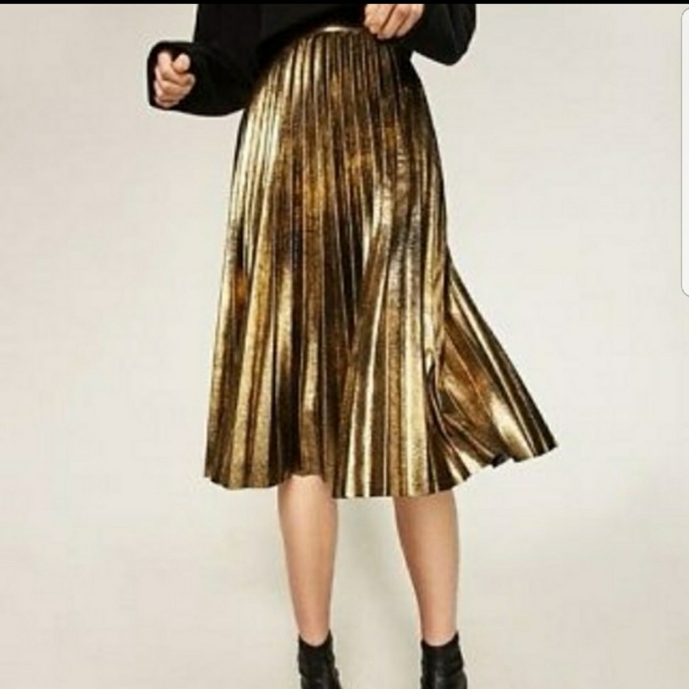 Zara skirt metallic gold/bronze M - Picture 7 of 7